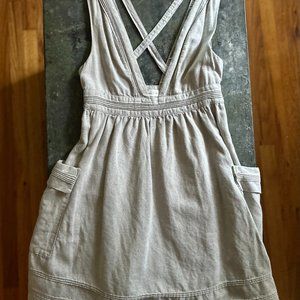 Anthropologie Meadow Rue Marlowe Linen Blend Pinafore Dress Size 8